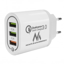 Maclean Energy nabíjačka QC 3.0  MCE479 B - biela Qualcomm Quick Charge 3,6-6V / 3A, 6-9V / 2A, 9-12V / 1,5A