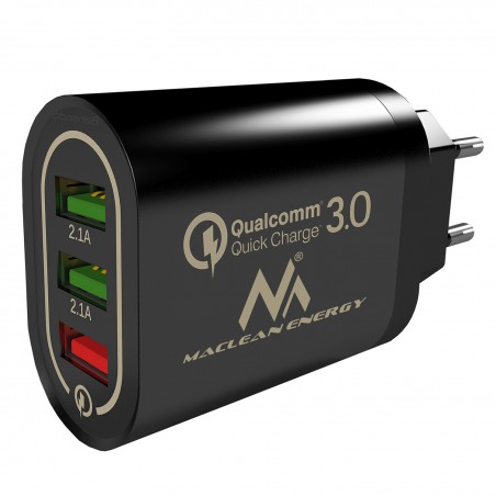 Maclean Energy nabíjačka QC 3.0  MCE479 B - čierna Qualcomm Quick Charge 3,6-6V / 3A, 6-9V / 2A, 9-12V / 1,5A