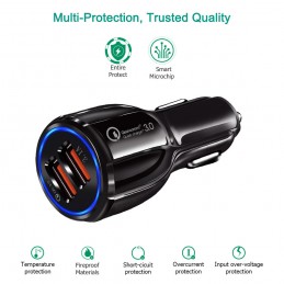 Maclean Energy nabíjačka do auta QC 3.0  MCE478 B - čierna Qualcomm Quick Charge QC 3.0 - 5V / 3A, 9V / 1,8A, 12V / 1,6A